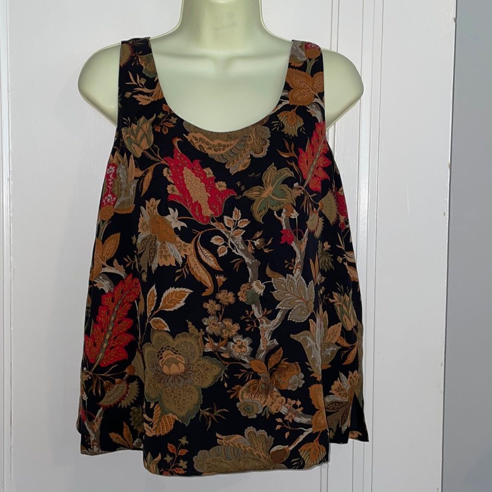 Ann May black paisley floral silk camisole/tank top
